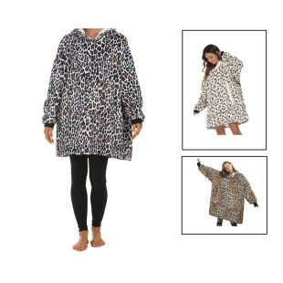 رداء من الفرو الناعم قابل للارتداء مع قبعة للسيدات