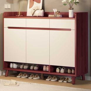 4 Layer Wooden Shoe Cabinet With 3 Drawers
