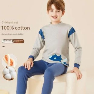 بيجامة ولادي قطن خريفي بأكمام طويلة