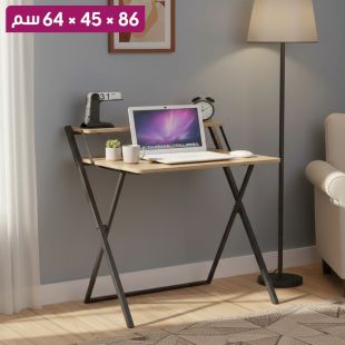 طاولة من خشب أوك وإطار معدني قابلة للطي