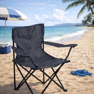 Foldable Beach Chair with Cup Holder 77 x 49 x 80 cm