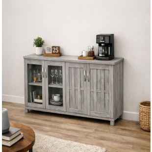 بوفيه عصري بتصميم 2 باب زجاجي و 2 باب خشبي