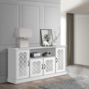 Malaysian Wooden Buffet with Mirrored Doors 4 Doors 180 x 93 40 cm