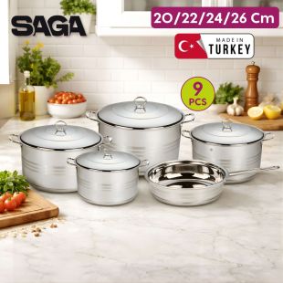 9 pcs Stainless Steel Cookware Set by Saga