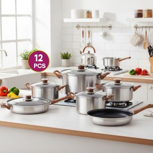 12pcs Stainless Steel Cookware Set