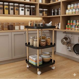 عربة جانبية متحركة للسرير 3 أرفف 38 × 38 × 70 سم