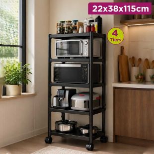 Adjustable 4 Tiers Stainless Steel Microwave Oven Rack 22 x 38 x 115 cm