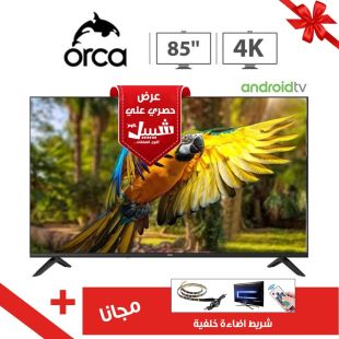 تلفزيون 85 بوصة QLED أندرويد ذكي 4K من Orca + شريط إضاءة RGB مجاناً