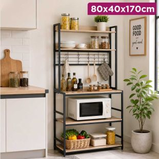 5 Layers Kitchen Organizer with Hooks 80x40x170 cm