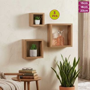 Set of Three Square Wall Shelves 13cm - 18cm - 23cm