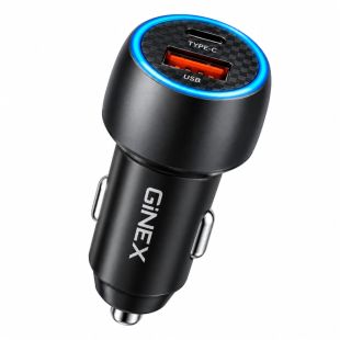 GiNEX 80W Car Charger with USB and Type-C Ports