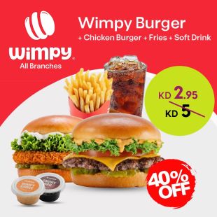 Special Beef & Chicken Burgers with Fries & Drink from Wimpy