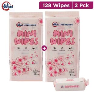 Wabi Mini Wipes 8 x 8 (64 Wipes) 1 + 1 Free