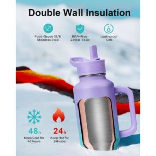 زجاجة مياه ستانلس ستيل بمقبض وغطاء 1.2 لتر من Buzio