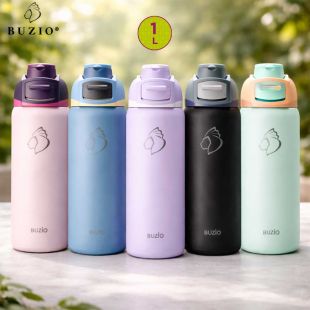 Insulated Water Bottle with Secure Lid 1L by BUZIO