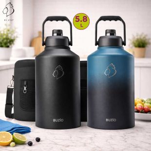 Insulated Water Bottle with Spout Lid and Sleeve 5.8L by Buzio