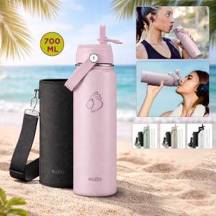 Buzio Insulated Water Bottle with Two Lids and Sleeve 700ML
