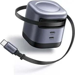 Nexode 45W GaN Charger with Dual USB-C Ports and Retractable Cable by UGREEN