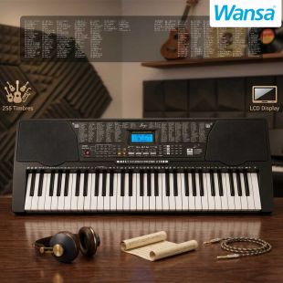 كيبورد موسيقي 61 مفتاح 255 نغمة مع شاشة LCD من Wansa