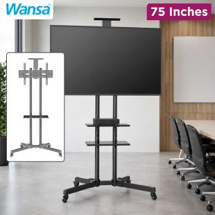Wansa Trolley TV Stand up to 75 inches with 2 shelves