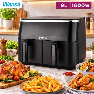 Dual Air Fryer 9L 1600W by Wansa