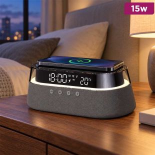 Smart Clock with Bluetooth and 15W Wireless Charging by EQ