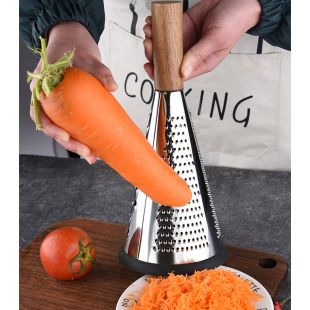 3 In 1 Stainless Steel Grater with Wooden Handle