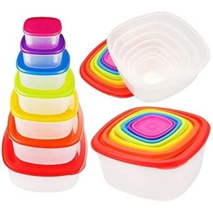 طقم علب حفظ الطعام بلاستيك 7 في 1