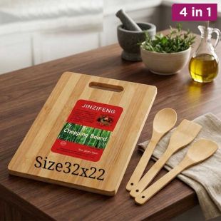 JINZIFENG Bamboo Chopping Board 4 in 1 Set