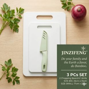 طقم 2 لوح تقطيع مع سكين 3 في 1 من JINZIFENG