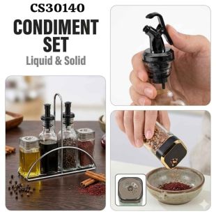 طقم بهارات وتوابل 4 قطع مع ستاند