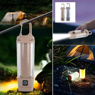 مصباح تخييم LED قابل للشحن متعدد الأوضاع بإضاءة 360 درجة