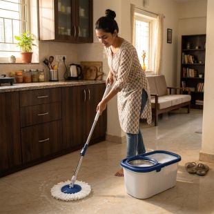 ممسحة أرضيات دوارة 360 درجة مع دلو مستطيل