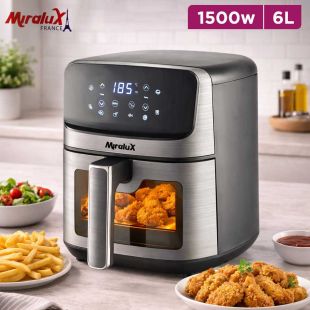 1500W Digital Touch Screen Airfryer 6L with Viewing Window by Miralux