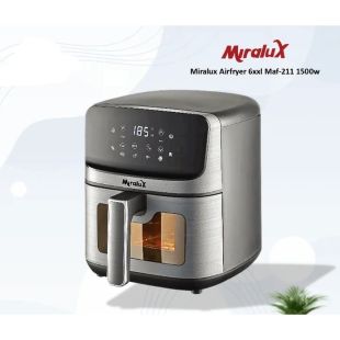 قلاية هوائية ديجيتال تعمل باللمس سعة 6 لتر بقوة 1500 واط مع نافذة رؤية من Miralux