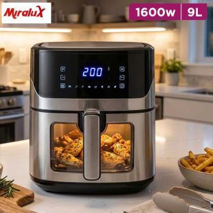 1600W Digital Touch Screen Air Fryer 9L with Viewing Window by Miralux