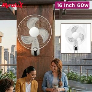 16 Inch Wall Fan with Metal Blades and 3-Speed Control 60W by Miralux