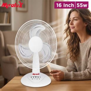 16 Inch Table Fan with Metal Blades and 3-Speed Control 55W