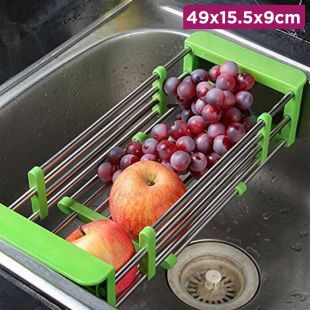 Multifunctional Foldable Stainless Steel Kitchen Drain Shelf Rack - Assorted Colors