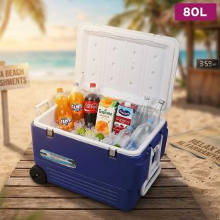 MIRALUX Portable 80L Insulated Cooler Box with Wheels
