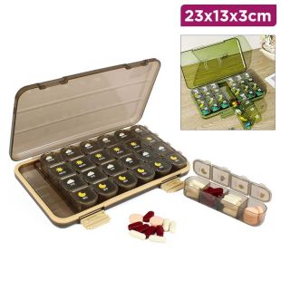 Portable Weekly Pill Organizer Box 23 × 13 × 3 cm