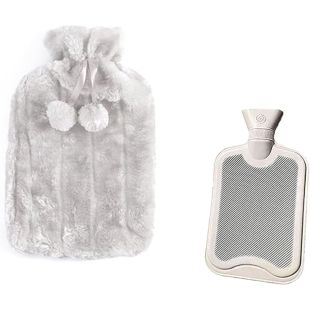 Hot Water Bottle with Soft Fur Cover Assorted Colors 33 × 20 cm