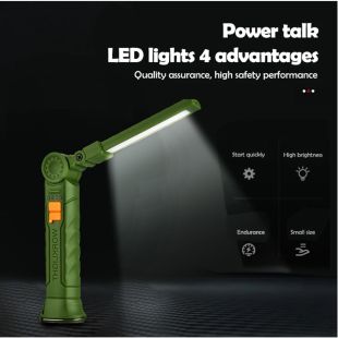 مصباح عمل LED قابل للطي وإعادة الشحن بقاعدة مغناطيسية
