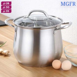 قدر طهي ستانلس ستي مع قاعدة سميكة وغطاء زجاجي من MGFR