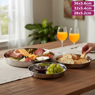 Stainless Steel 3-in-1 Round Tray Set