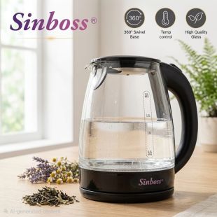 2.2L Glass Electric Kettle 2000W by Sinboss