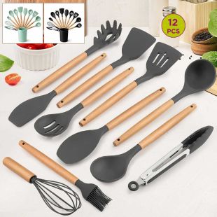 12-Piece Silicone Kitchen Utensil Set with Stand