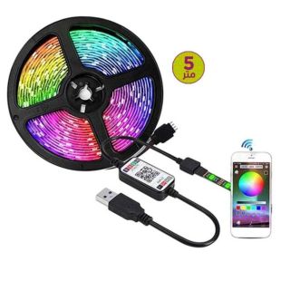 شريط إضاءة LED بطول 5 متر مع تحكم بلوتوث عبر الهاتف