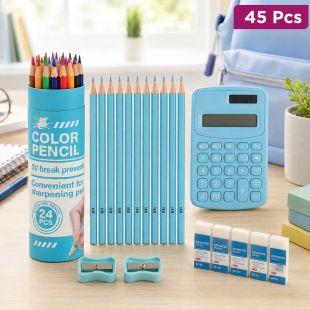 45-Piece School Stationery Set with Calculator