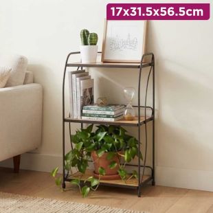 Metal Storage Rack with 3 Wooden Shelves 17 x 31.5 x 56.5cm